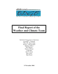 Final Report of the Weather and Climate Team