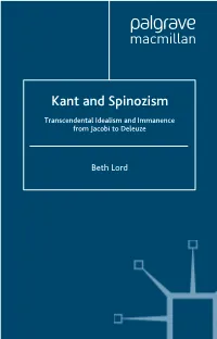 Kant and Spinozism