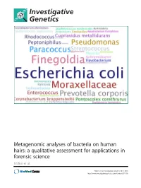 Metagenomic Analyses of Bacteria on Human Hairs: a Qualitative Assessment for Applications in Forensic Science Tridico Et Al