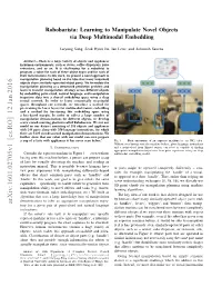 Robobarista: Learning to Manipulate Novel Objects Via Deep Multimodal Embedding
