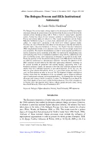 The Bologna Process and Heis Institutional Autonomy