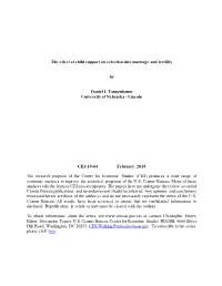 The Effect of Child Support on Selection Into Marriage and Fertility