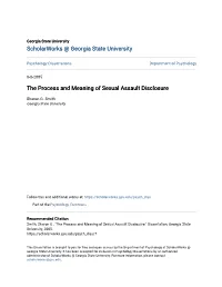 The Process and Meaning of Sexual Assault Disclosure