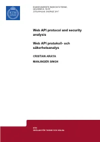 Web API Protocol and Security Analysis Web