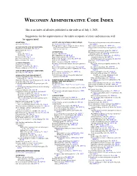 Wisconsin Administrative Code Index