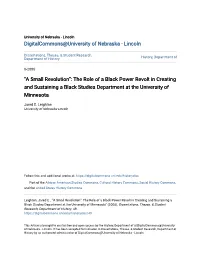 “A Small Revolution”: the Role of a Black Power Revolt in Creating and Sustaining a Black Studies Department at the University of Minnesota