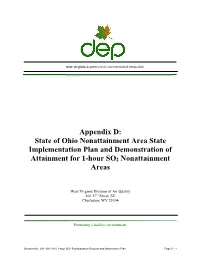 Appendix D: State of Ohio Nonattainment Area State Implementation Plan and Demonstration of Attainment for 1-Hour SO2 Nonattainment Areas