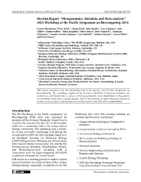 Meeting Report: “Metagenomics, Metadata and Meta-Analysis” (M3) Workshop at the Pacific Symposium on Biocomputing 2010