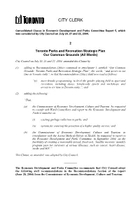 2 Toronto Parks and Recreation Strategic Plan Our Common Grounds