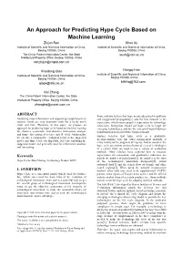 An Approach for Predicting Hype Cycle Based on Machine Learning