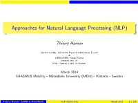 Approaches for Natural Language Processing (NLP)