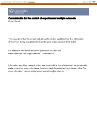 Cannabinoids for the Control of Experimental Multiple Sclerosis Pryce, Gareth