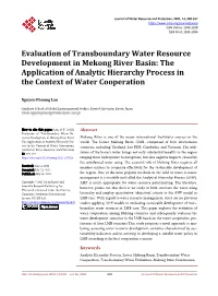 Evaluation of Transboundary Water Resource Development in Mekong River Basin: the Application of Analytic Hierarchy Process in the Context of Water Cooperation