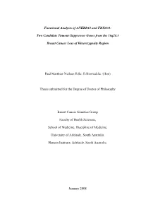Functional Analysis of ANKRD11 and FBXO31