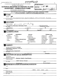 Nomination Form for Federal Properties See Instructions in Howto Complete National Register Forms Type All Entries -- Complete Applicable Sections
