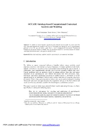 OCCAM: Ontology-Based Computational Contextual Analysis and Modeling
