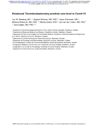 Rotational Thromboelastometry Predicts Care Level in Covid-19