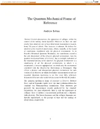 The Quantum Mechanical Frame of Reference