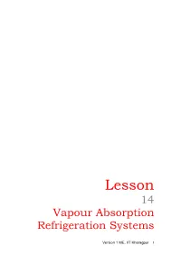 Vapour Absorption Refrigeration Systems