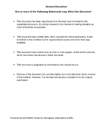 General Disclaimer One Or More of the Following Statements May Affect This Document