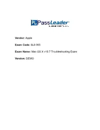 Mac OS X V10.7 Troubleshooting Exam Version