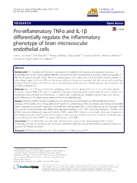 Pro-Inflammatory Tnfα and IL-1Β Differentially Regulate the Inflammatory Phenotype of Brain Microvascular Endothelial Cells Simon J