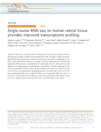 Single-Nuclei RNA-Seq on Human Retinal Tissue Provides Improved Transcriptome Proﬁling