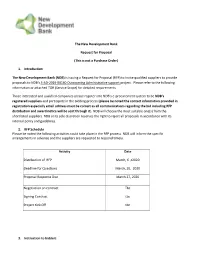 The New Development Bank Request for Proposal (This Is Not a Purchase