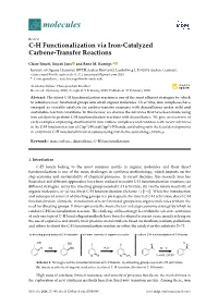CH Functionalization Via Iron-Catalyzed Carbene