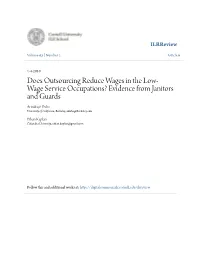 Does Outsourcing Reduce Wages in Low-Wage Service Occupations?
