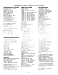 Geography Programs at Minority Serving Institutions1