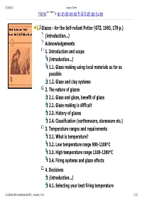 Glazes � for the Self�Reliant Potter (GTZ, 1993, 179 P.) (Introduction...) Acknowledgements 1