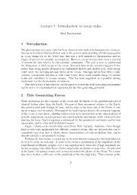 Lecture 1: Introduction to Ocean Tides