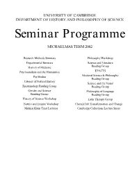 Seminar Programme