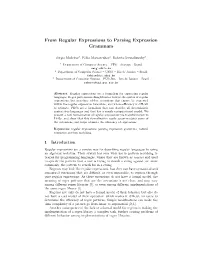 From Regular Expressions to Parsing Expression Grammars