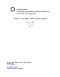 Guide to the John Clifford Shaw Papers