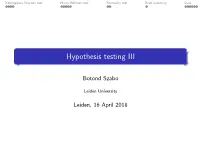 Hypothesis Testing III