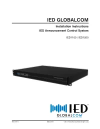 IED GLOBALCOM Installation Instructions IED Announcement Control System