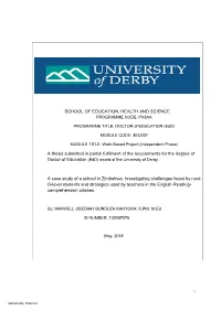 SCHOOL of EDUCATION, HEALTH and SCIENCE a Thesis Submitted