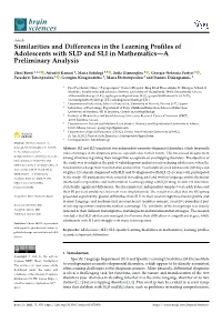 Similarities and Differences in the Learning Profiles of Adolescents