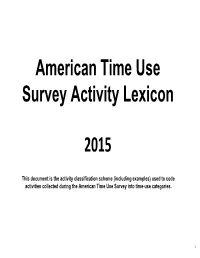 American Time Use Survey Activity Lexicon 2015