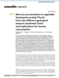 Mercury Accumulation in Vegetable Houttuynia Cordata Thunb. from Two