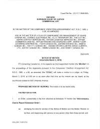 Notice of Motion Re Intercompany Claims Report Extension