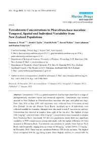 Tetrodotoxin Concentrations in Pleurobranchaea Maculata: Temporal, Spatial and Individual Variability from New Zealand Populations