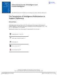 The Temptation of Intelligence Politicization to Support Diplomacy
