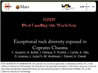 The Unique Rock Diversity Exposed in Coprates Chasma