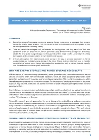 Thermal Energy Storage Developing for a Decarbonized Society