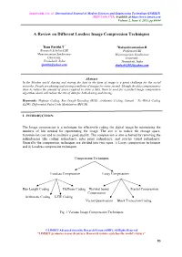 A Review on Different Lossless Image Compression Techniques