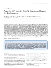 Astrocytic LRP1 Mediates Brain Aßclearance and Impacts Amyloid