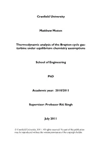 Cranfield University Matthew Moxon Thermodynamic Analysis of The